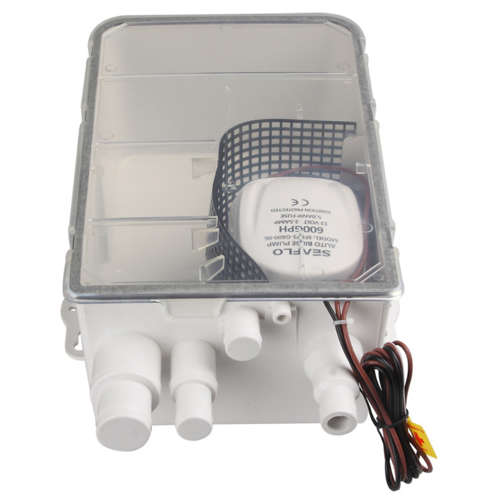 SEAFLO 12V 750GPH Shower Sump Pump & Auto Bilge Drain Box – For Boat Or RV. 4-Year Warranty!