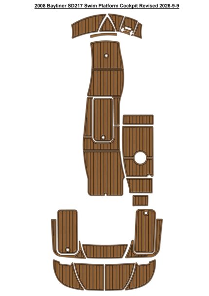 2008 Bayliner SD217 Swim Platform Cockpit Pad Boat EVA Foam Faux Teak Deck Floor Mat SeaDek MarineMat Gatorstep Style Self Adhesive