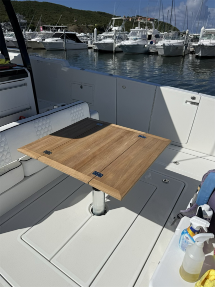 Boat Folding Wings Teak Table Top 960/480x890mm,18.9/37.8X35 Inch Rectangular Plain Marine Yacht RV Caravan TW4889