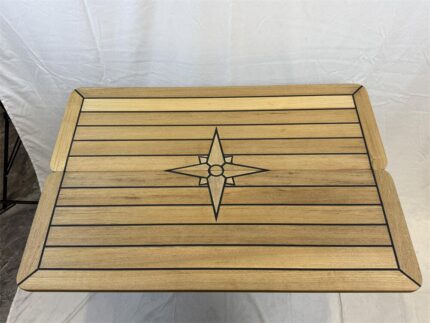 Folding Teak Table Top 680/340x1000mm,26.8/13.4x39.4 Inch Rectangular Star Inlay Marine Boat Yatch RV TF34100