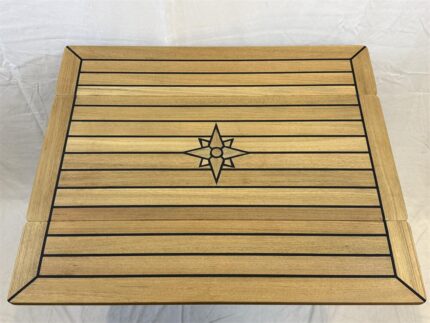 Folding Wings Teak Table Top 332/664x800mm,13.1/26.1x31.5 Inch Rectangular Star Inlay Marine Yacht RV TW3580