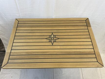 Folding Wings Teak Table Top 340/680*1000 mm,13.4/26.8*39.4 inch Rectangular Star Inlay Marine Yacht RV TW35100
