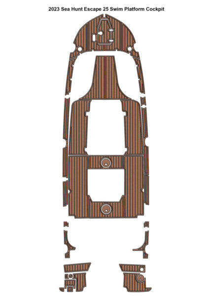 2023 Sea Hunt Escape 25 Swim Platform Cockpit Boat EVA Foam Faux Teak Deck Floor Mat Pad SeaDek MarineMat Style Self Adhesive