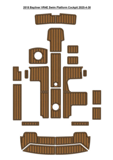2018 Bayliner VR4E Swim Platform Cockpit Pad Boat EVA Foam Faux Teak Deck Floor Mat Seadek MarineMat Gatorstep Style Self Adhesive