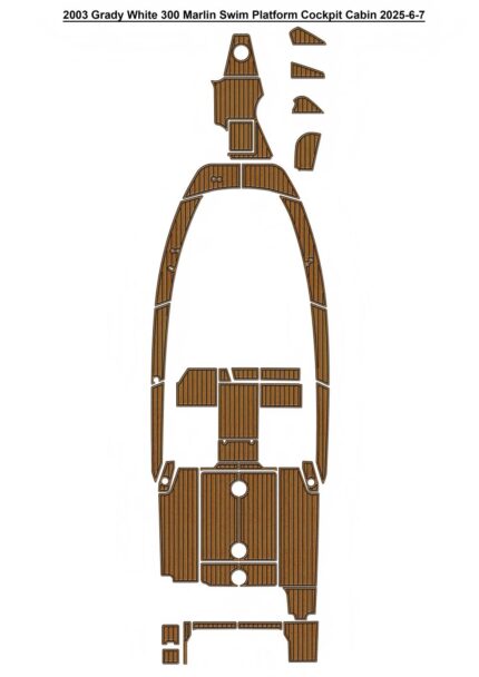 2003 Grady White 300 Marlin Swim Platform Cockpit Cabin Boat EVA Foam Faux Teak Deck Floor Mat Seadek MarineMat Gatorstep Style Self Adhesive