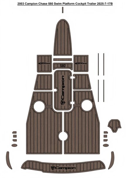 2003 Campion Chase 580 Swim Platform Cockpit Pad Boat EVA Foam Faux Teak Deck Floor Mat SeaDek Gatorstep Style Self Adhesive