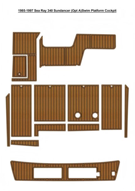 1985-1997 Sea Ray 340 Sundancer (Opt A)Swim Platform Cockpit Pad Boat EVA  Teak Deck Floor Mat SeaDek MarineMat Style Adhesive