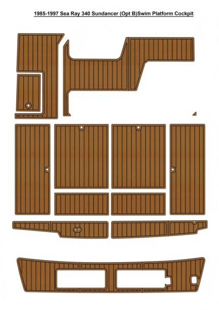 1985-1997 Sea Ray 340 Sundancer (Opt B)Swim Platform Cockpit Pad Boat EVA Teak Deck Floor Mat SeaDek MarineMat Style Adhesive