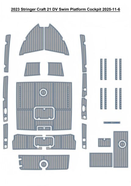 2023 Stringer Craft 21 DV Swim Platform Cockpit Pad Boat EVA Foam Teak Deck Floor Mat SeaDek MarineMat Gatorstep Style Adhesive