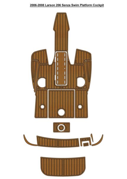 2006-2008 Larson 206 Senza Swim Platform Cockpit Pad Boat EVA Foam Faux Teak Deck Floor Mat SeaDek Gatorstep Style Self Adhesive