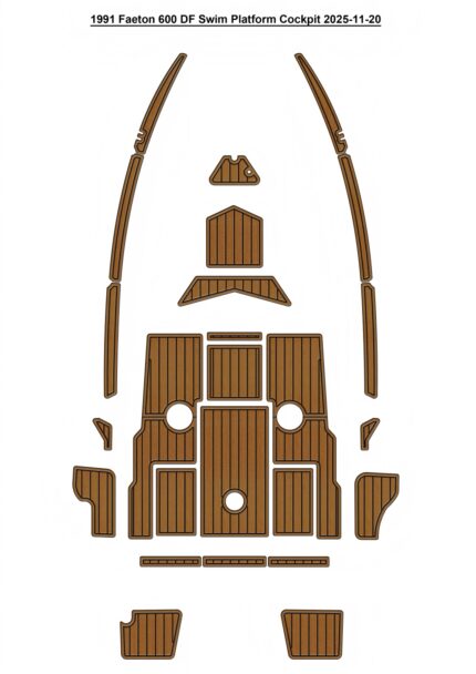 1991 Faeton 600 DF Swim Platform Cockpit Pad Boat EVA Foam Faux Teak Deck Floor Mat SeaDek MarineMat Gatorstep Style Self Adhesive