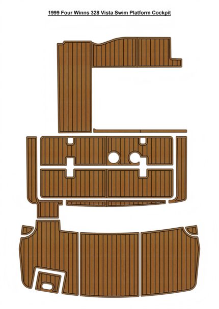 1999 Four Winns 328 Vista Swim Platform Cockpit Pad Boat EVA Foam Faux Teak Deck Floor Mat SeaDek MarineMat Gatorstep Style Self Adhesive