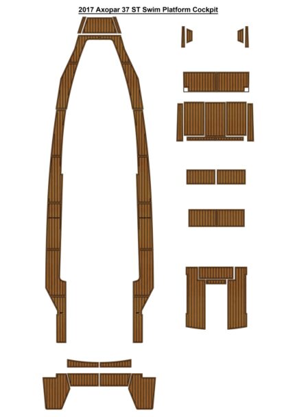 2017 Axopar 37 ST Swim Platform Cockpit Pad Boat EVA Foam Faux Teak Deck Floor Mat SeaDek MarineMat Gatorstep Style Self Adhesive