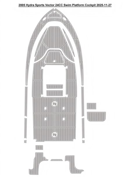 2005 Hydra Sports Vector 24CC Swim Platform Cockpit Pad Boat EVA Foam Faux Teak Deck Floor Mat SeaDek MarineMat Gatorstep Style Self Adhesive