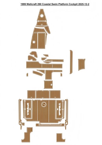 1999 Wellcraft 290 Coastal Swim Platform Cockpit Cabin Pad Boat EVA Foam Faux Teak Deck Floor Mat SeaDek MarineMat Gatorstep Style Self Adhesive