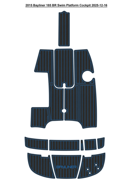 2015 Bayliner 185 BR Swim Platform Cockpit Pad Boat EVA Foam Fuax Teak Deck Floor Mat Seadek MarineMat Gatorstep Style Self Adhesive