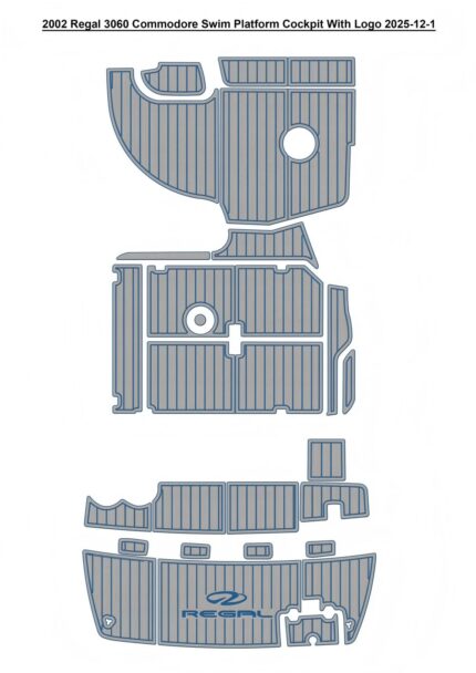 2002 Re-gal 3060 Commodore Swim Platform Cockpit Pad Boat EVA Foam Faux Teak Deck Floor Mat SeaDek Self Adhesive