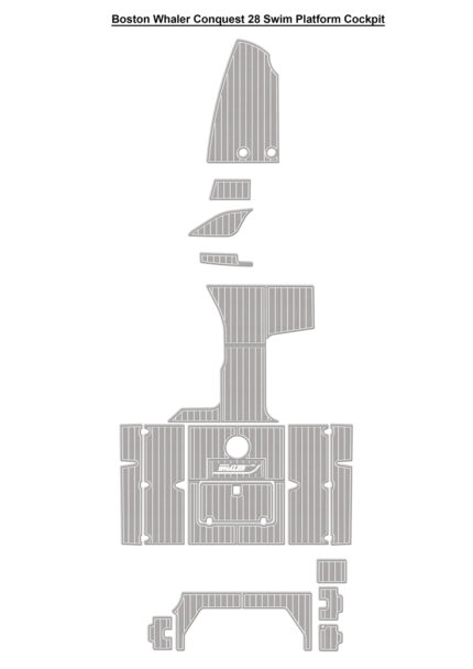 2001 Boston Whaler Conquest 28 Swim Platform Cockpit Cabin Pad Boat EVA Foam Faux Teak Deck Floor Mat SeaDek MarineMat Gatorstep Self Adhesive