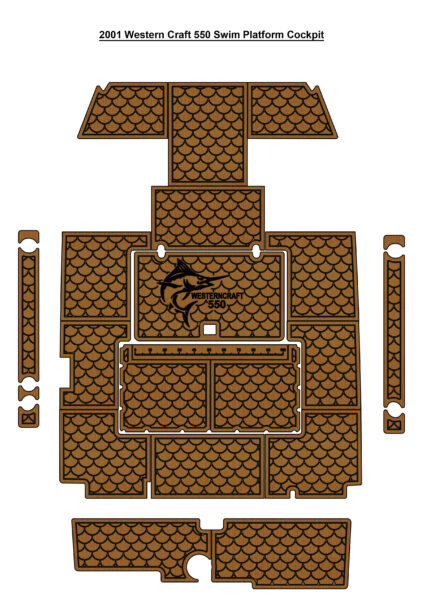 2001 Western Craft 550 Swim Platform Cockpit Pad Boat EVA Foam Faux Teak Deck Floor Mat SeaDek Style Self Adhesive