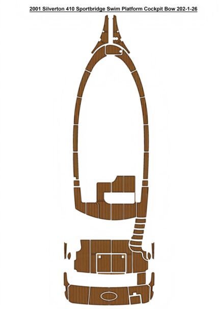 2001 Silverton 410 Sportbridge Swim Platform Cockpit Bow Pad Boat EVA Foam Faux Teak Deck Floor Mat SeaDek Style Self Adhesive