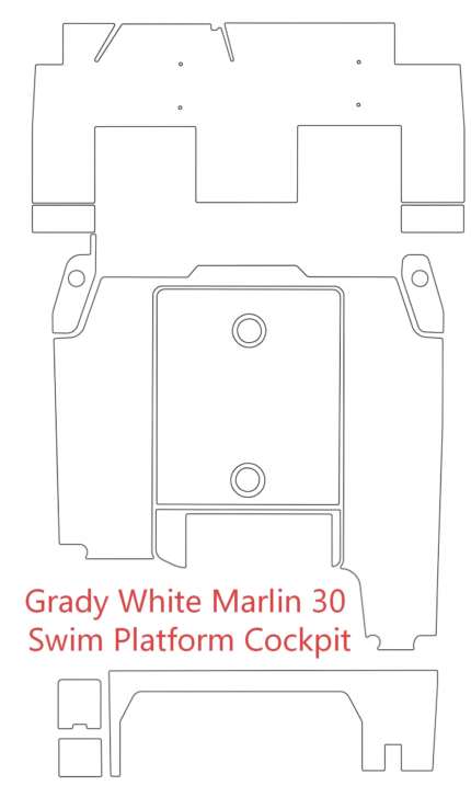 Grady White Marlin 30 Swim Platform Cockpit Pad Boat EVA Foam Faux Teak Deck Floor Mat SeaDek Style Self Adhesive