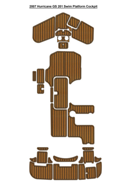 2007 Hurricane GS 201 Swim Platform Cockpit Pad Boat EVA Foam Faux Teak Deck Floor Mat SeaDek MarineMat Gatorstep Style Self Adhesive