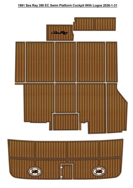 1991 Sea Ray 390 EC Swim Platform Cockpit Pad Boat EVA Foam Faux Teak Deck Floor Mat SeaDek MarineMat Gatorstep Style