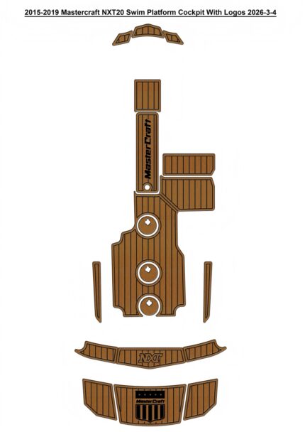 2015-2019 Mastercraft NXT20 Swim Platform Cockpit Pad Boat EVA Foam Faux Teak Deck Floor Mat Seadek Marine Mat Gatorstep Style Self Adhesive