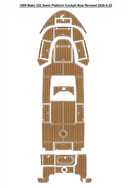 1999 Mako 252 Swim Platform Cockpit Bow Pad Boat EVA Foam Faux Teak Deck Floor Mat SeaDek MarineMat Gatorstep Style Self Adhesive