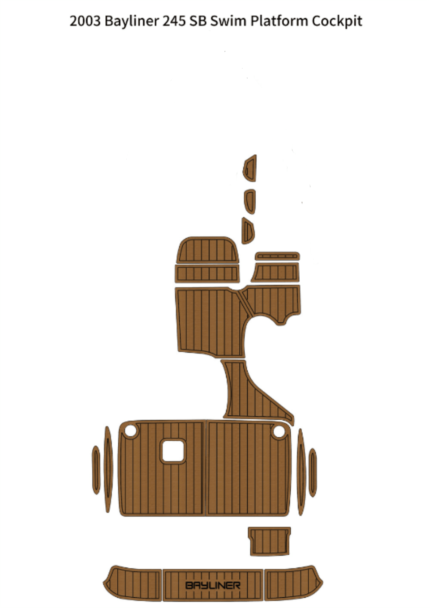 2003 Bayliner 245 SB Swim Platform Cockpit Pad Boat EVA Foam Faux Teak Deck Floor Mat SeaDek MarineMat Gatorstep Style Self Adhesive FS