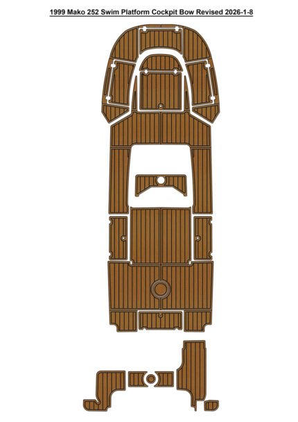 1999 Mako 252 Swim Platform Cockpit Bow Pad Boat EVA Foam Faux Teak Deck Floor Mat SeaDek MarineMat Gatorstep Style Self Adhesive