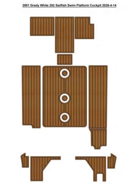 2001 Grady White 282 Sailfish Swim Platform Cockpit Pad Boat EVA Foam Faux Teak Deck Floor Mat SeaDek Style Self Adhesive
