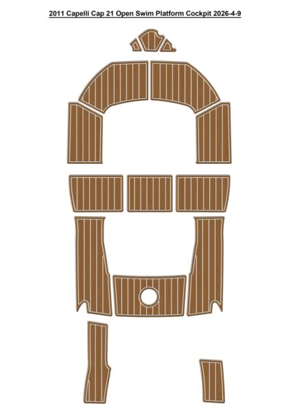 2011 Capelli Cap 21 Open Swim Platform Cockpit Pad Boat EVA Foam Faux Teak Deck Floor Mat SeaDek Style Self Adhesive