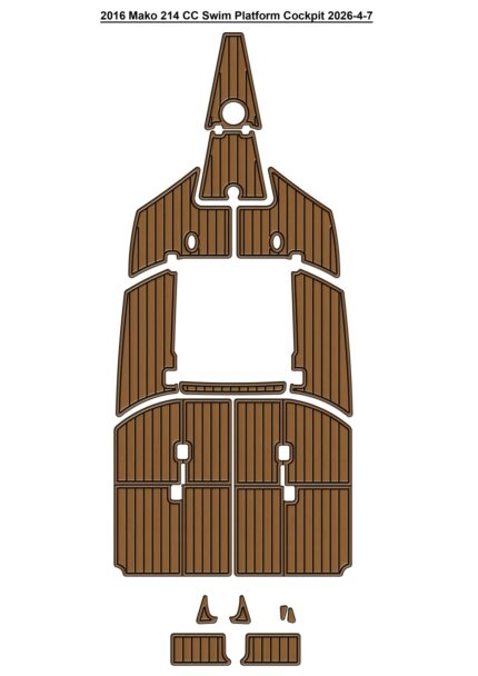 2016 Mako 214 CC Swim Platform Cockpit Pad Boat EVA Foam Faux Teak Deck Floor Mat SeaDek Style Self Adhesive
