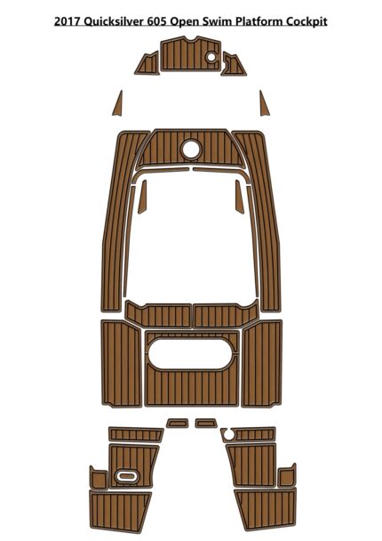 2017 Quicksilver 605 Open Swim Platform Cockpit Pad Boat EVA Foam Faux Teak Deck Floor Mat SeaDek Style Self Adhesive