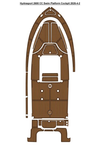 Hydrasport 2600 CC Swim Platform Cockpit Pad Boat EVA Foam Faux Teak Deck Floor Mat SeaDek Style Self Adhesive