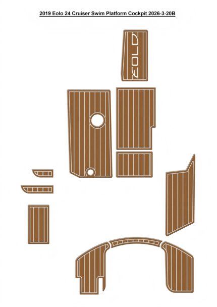 2019 Eolo 24 Cruiser Swim Platform Cockpit Pad Boat EVA Foam Faux Teak Deck Floor Mat SeaDek Style Self Adhesive