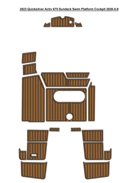2023 Quicksilver Activ 675 Sundeck Swim platform Cockpit Pad Boat EVA Foam Faux Teak Deck Floor Mat SeaDek Style Self Adhesive