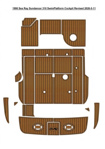 1998 Sea Ray Sundancer 310 Swim platform Cockpit Pad Boat EVA Foam Faux Teak Deck Floor Mat SeaDek Style Self Adhesive