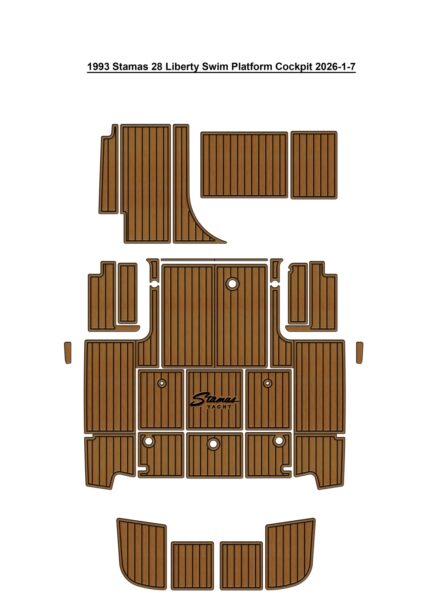 1993 Stamas 28 Liberty Swim platform Cockpit Pad Boat EVA Foam Faux Teak Deck Floor Mat SeaDek Style Self Adhesive