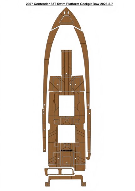 2007 Contender 33T Swim Platform Cockpit Bow Pad Boat EVA Foam Faux Teak Deck Floor Mat SeaDek Style Self Adhesive