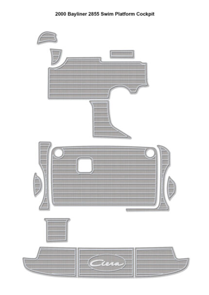 2000 Bayliner 2855 Swim Platform Cockpit Pad with Ciera Logo Boat EVA Foam Faux Teak Deck Floor Mat SeaDek MarineMat Gatorstep Style Self Adhesive
