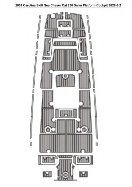 2001 Carolina Skiff Sea Chaser Cat 230 Swim Platform Cockpit Pad Boat EVA Foam Faux Teak Deck Floor Mat SeaDek Style Self Adhesive