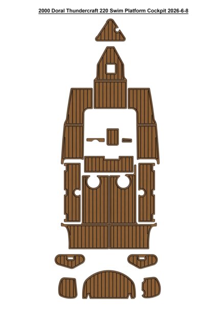 2000 Doral Thundercraft 220 Swim Platform Cockpit Pad Boat EVA Foam Faux Teak Deck Floor Mat SeaDek Style Self Adhesive