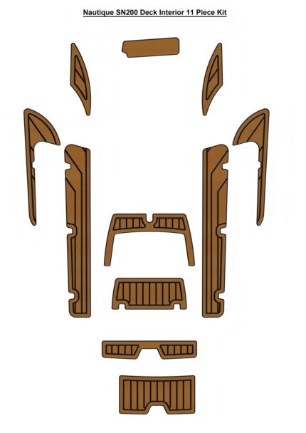 Nautique SN200 Deck Interior 11 Piece Kit Pad Boat EVA Foam Faux Teak Deck Floor Mat SeaDek Self Adhesive