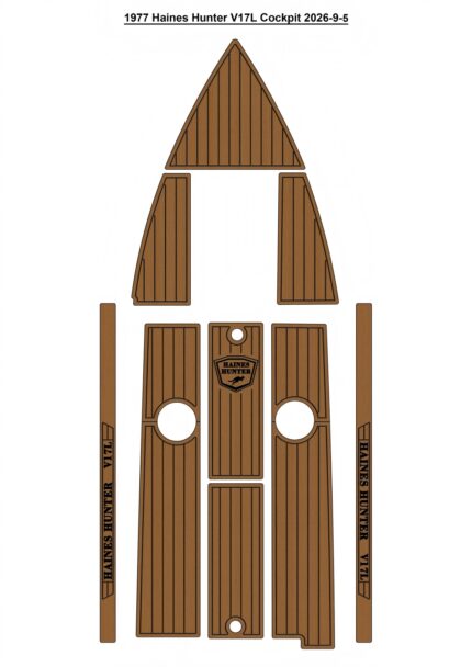1977 Haines Hunter V17L Cockpit Pad Boat EVA Foam Faux Teak Deck Floor Mat Style Self Adhesive