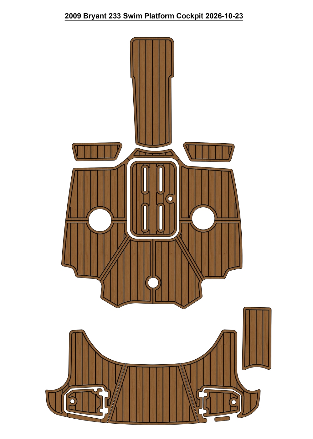 2009 Bryant 233 Swim Platform Cockpit Pad Boat EVA Foam Faux Teak Deck Floor Mat Style Self Adhesive