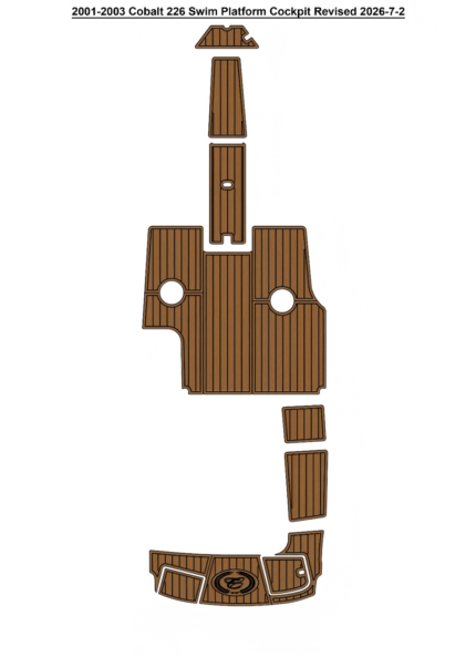 2001-2003 Cobalt 226 Swim Platform Cockpit Boat Pad EVA Foam Faux Teak Deck Floor Mat SeaDek MarineMat Gatorstep Style Self Adhesive